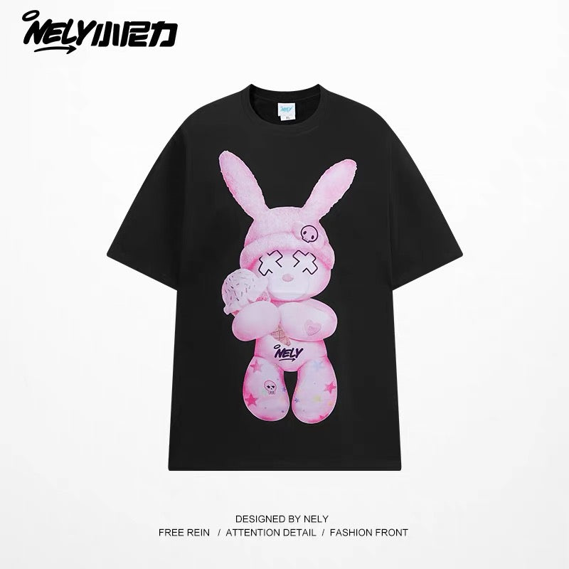 American cartoon cat print round neck short sleeve men and women summer 2025 couple pure cotton t-shirt half sleeve bottoming shirt trend