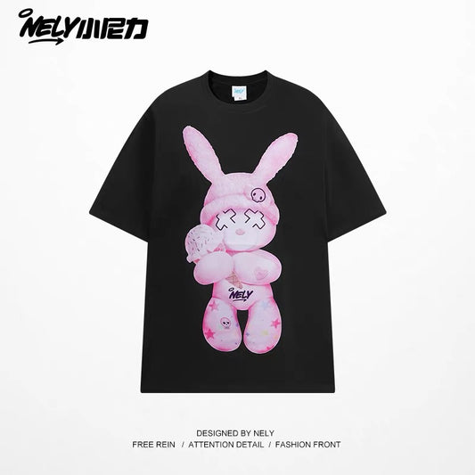 American cartoon cat print round neck short sleeve men and women summer 2025 couple pure cotton t-shirt half sleeve bottoming shirt trend
