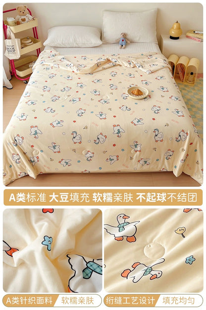 Class A soybean fiber knitted cotton summer cool quilt machine washable summer children's thin quilt spring and autumn summer air conditioning quilt