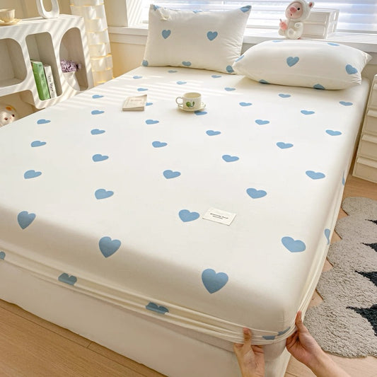 Cotton bed sheet single piece pure cotton bed cover dust cover summer children single mattress anti-slip protective cover three-piece set