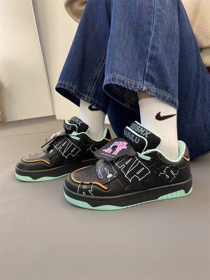 National trend couple style chic trendy double tongue dark green bread shoes niche original thick-soled men's and women's sports skateboard shoes