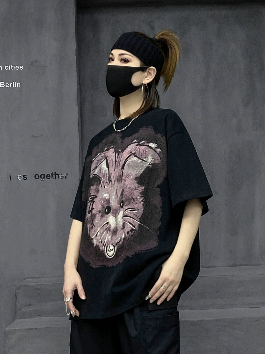 M's fashion brand European summer sports t-shirt women's design niche caring shirt short-sleeved loose black half-sleeved top