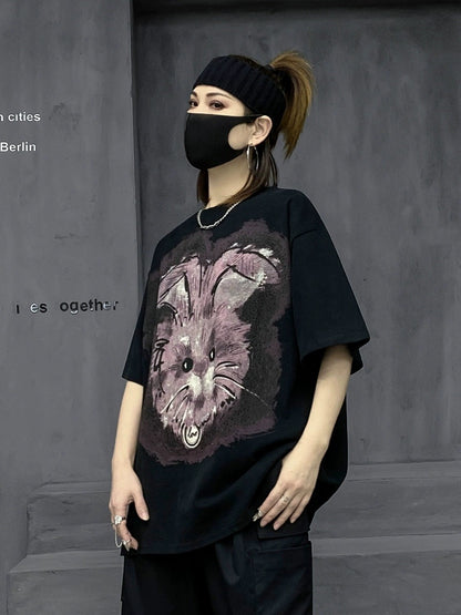 M's fashion brand European summer sports t-shirt women's design niche caring shirt short-sleeved loose black half-sleeved top