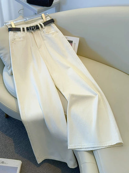 Light blue high waist loose drape a version wide leg jeans women 2025 early spring and autumn new straight floor-length pants