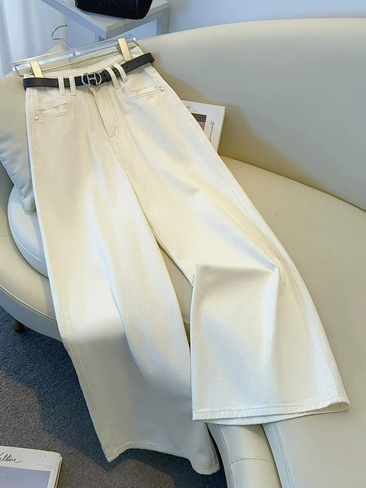 Light blue high waist loose drape a version wide leg jeans women 2025 early spring and autumn new straight floor-length pants