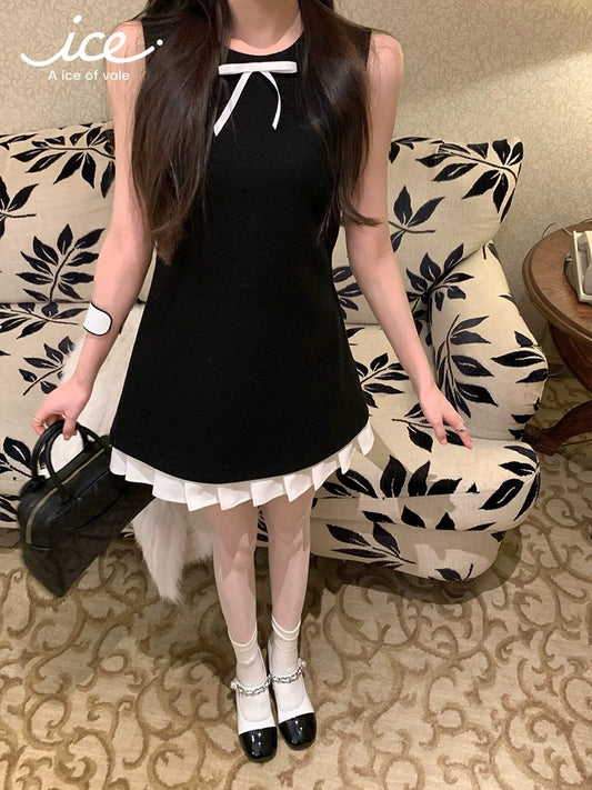 A ice of vale "miu private clothes ~" patchwork skirt dress with sleeveless a-line little black skirt