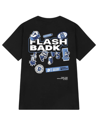 Heavy cotton t-shirt cartoon letters European and American high street men and women American wear short-sleeved oversize half-sleeved couple
