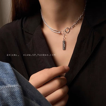 Letter pendant necklace women's hip hop simple hiphop neck chain short clavicle chain accessories trendy internet celebrity