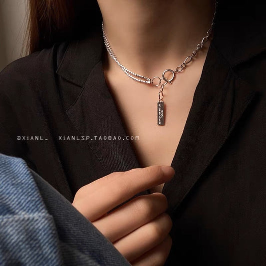 Letter pendant necklace women's hip hop simple hiphop neck chain short clavicle chain accessories trendy internet celebrity