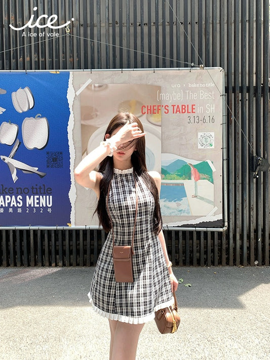 A ice of vale China Ryoko Lucy same style dress female summer slim fit plaid A-line skirt