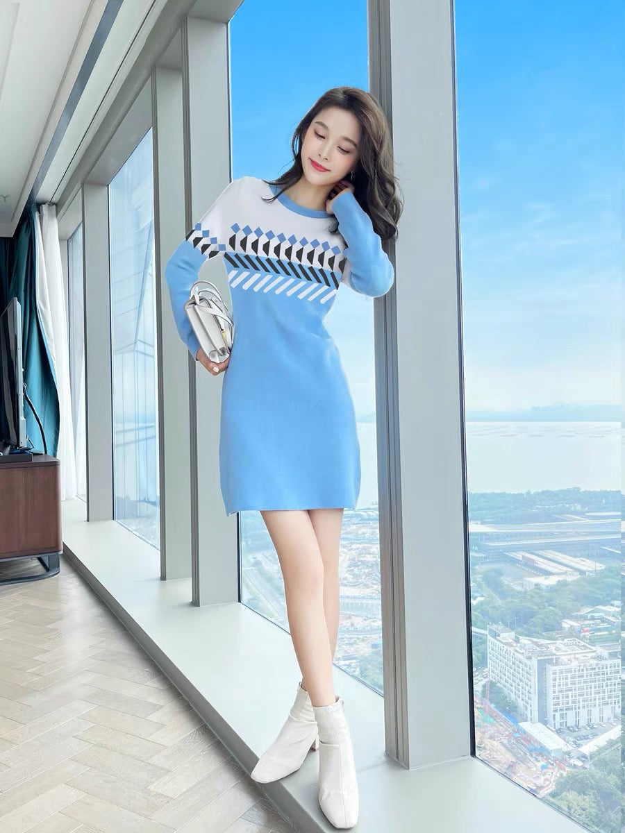 Autumn 2023 new autumn clothing popular French bottoming knitted dress winter high-end sweater skirt women autumn and winter T2358
