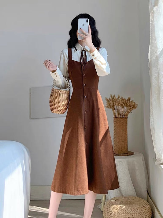 Autumn clothing 2023 new women's French romantic fashion retro two-piece suit skirt temperament small fragrance dress