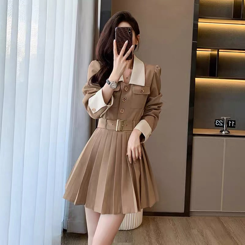 French polo skirt niche design 2023 spring and summer new style small long-sleeved high-end exquisite dress