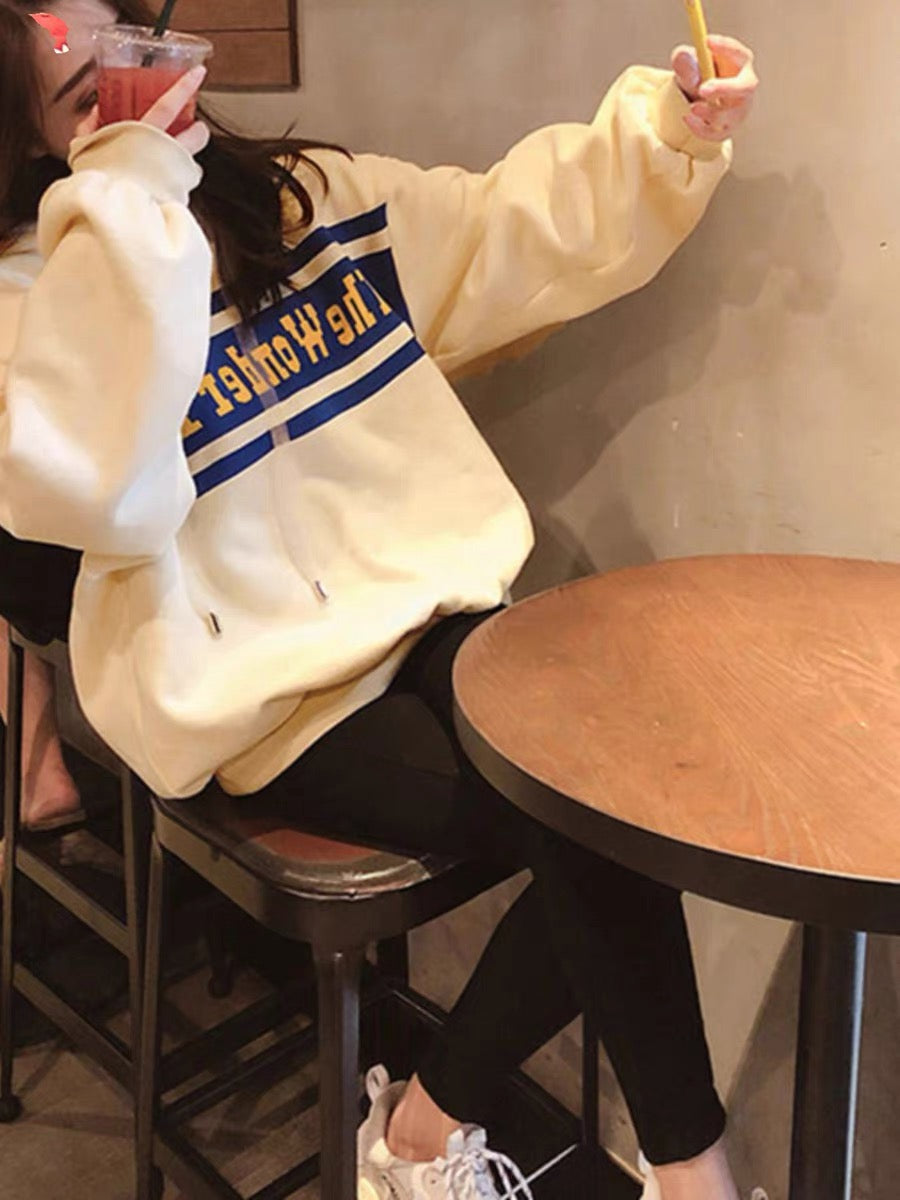 Hooded sweatshirt for women spring and autumn thick 2023 new internet celebrity style loose lazy bf style Korean style jacket for women ins