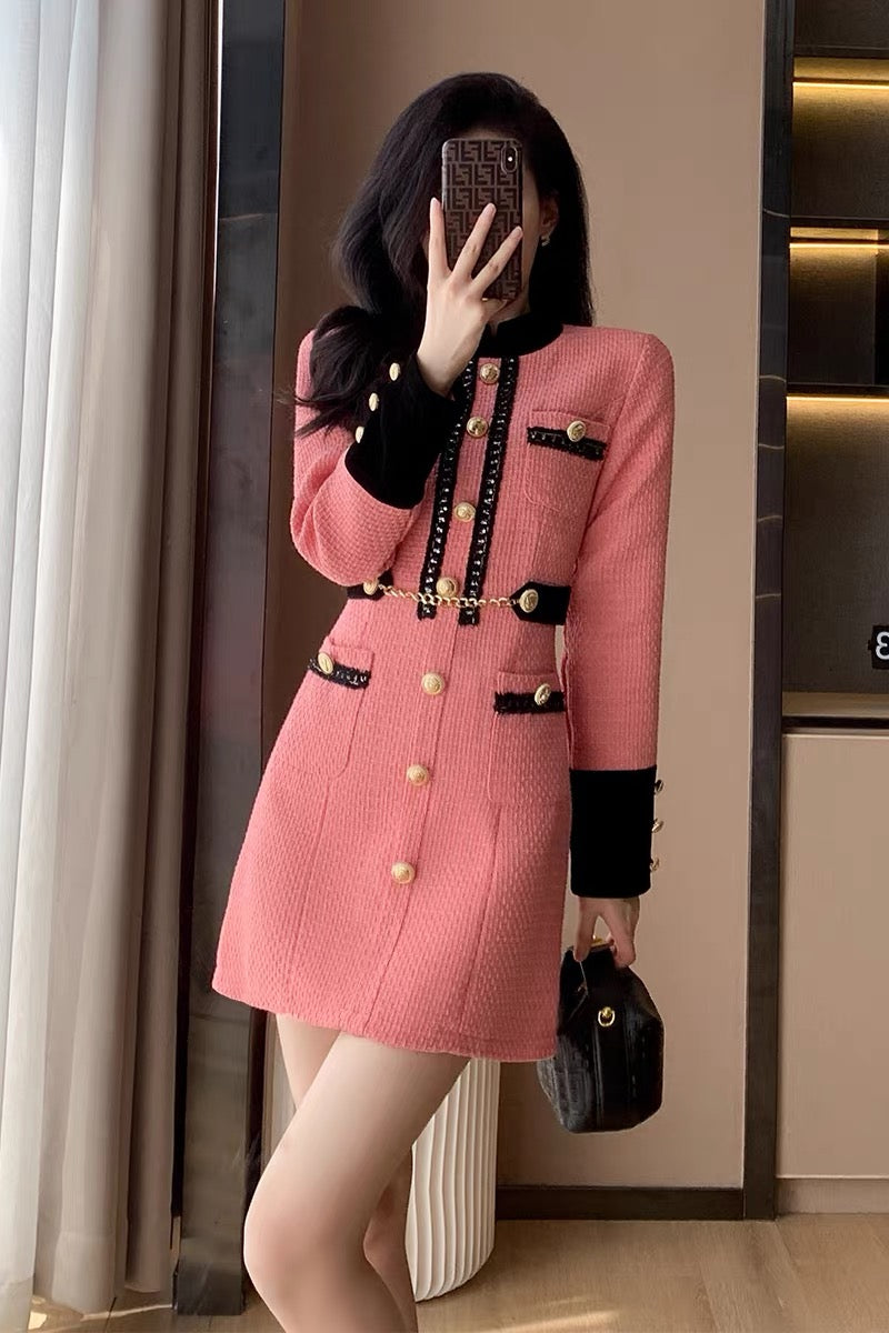 Autumn new women's small fragrant dress, temperament, autumn and winter women's inner skirt with coat, French bottoming skirt