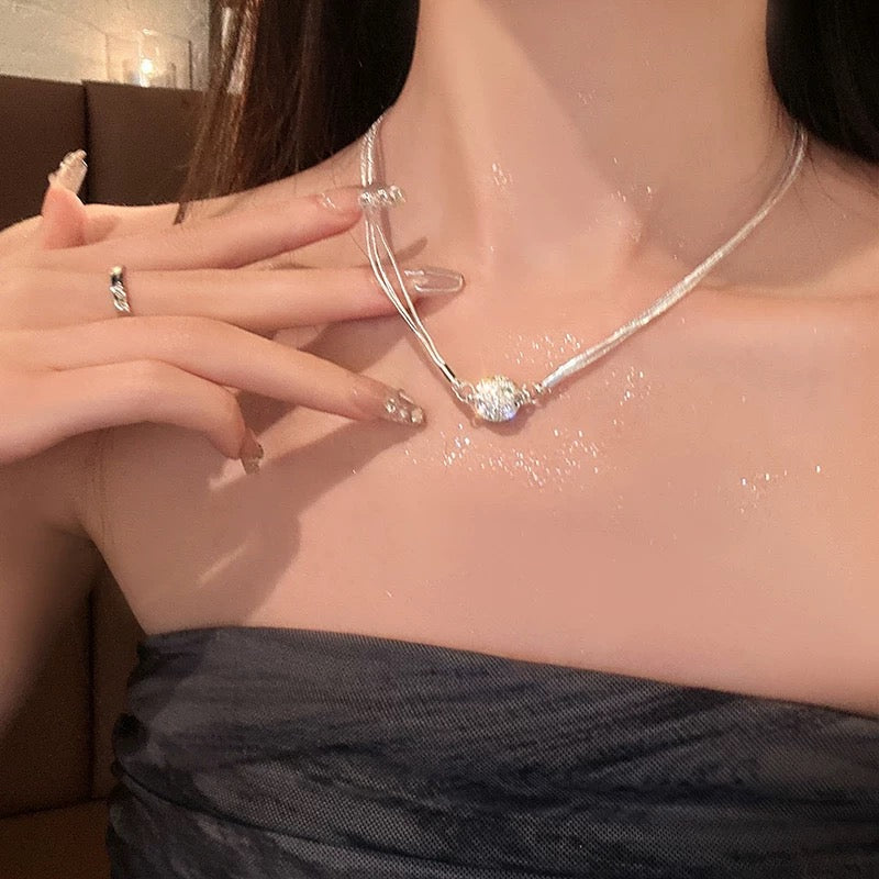 Attraction ~ Magnetic flash diamond multi-layer stacked necklace light luxury niche design 2023 clavicle chain women's necklace trend