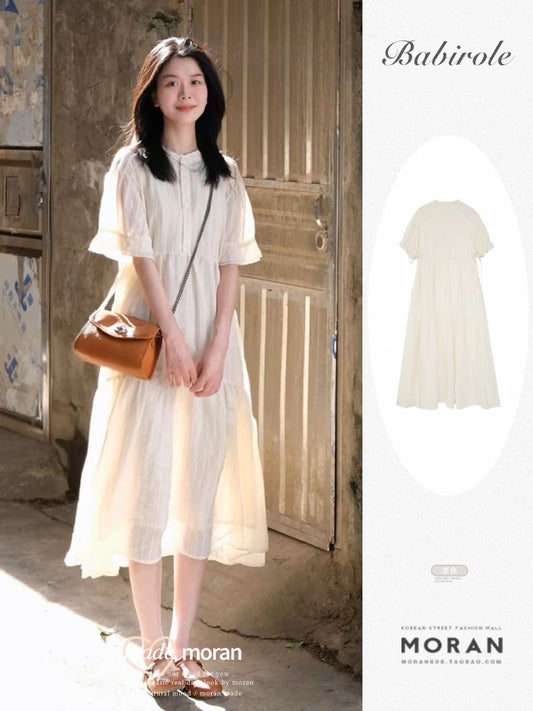 French gentle style skirt for women with summer pear-shaped figure, high-end temperament, slim dress, fairy-like and super-fairy style D468