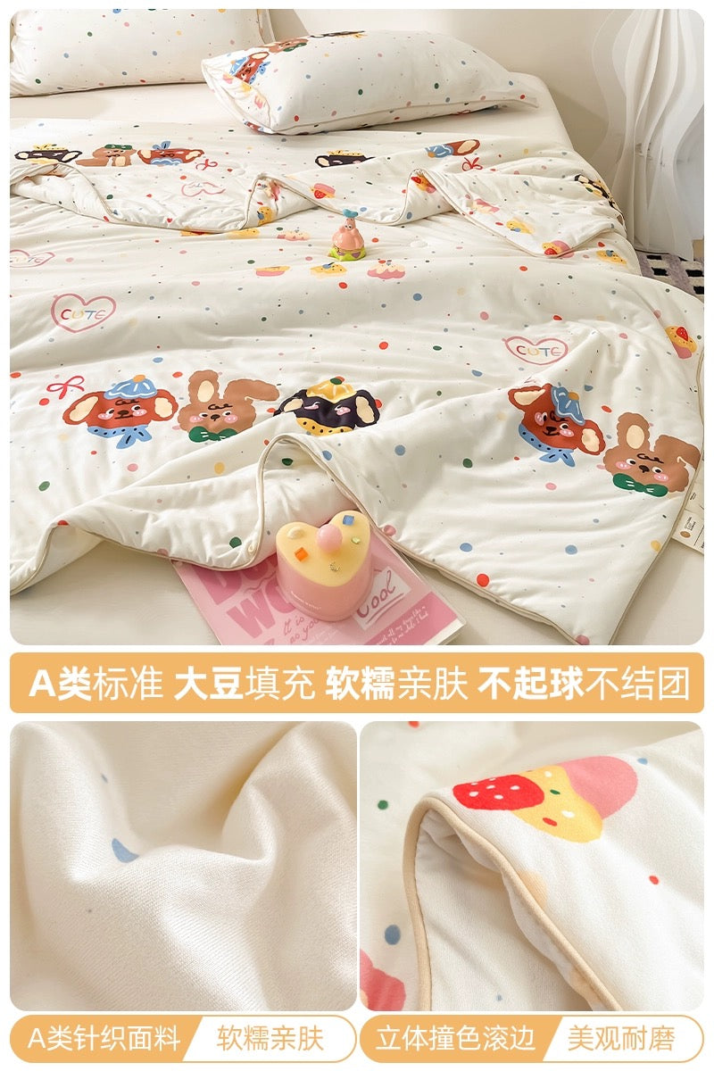 Class A soybean fiber knitted cotton summer cool quilt machine washable summer children's thin quilt spring and autumn summer air conditioning quilt