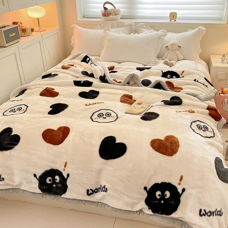 Winter Raschel blanket extra thick plus velvet bed cover blanket quilt wedding coral flannel nap blanket single
