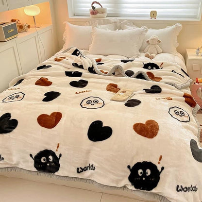 Winter Raschel blanket extra thick plus velvet bed cover blanket quilt wedding coral flannel nap blanket single