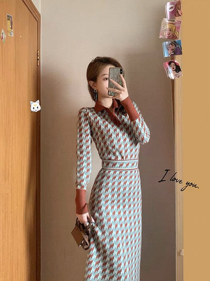 Knitted suit 2023 new spring fashion fashion goddess style high-end slimming skirt two-piece set T3481