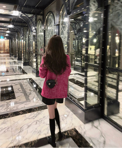 RUBBIT autumn and winter new products private server boutique heavy industry small fragrant wind twist jacket trendy color fashionable mid-length women