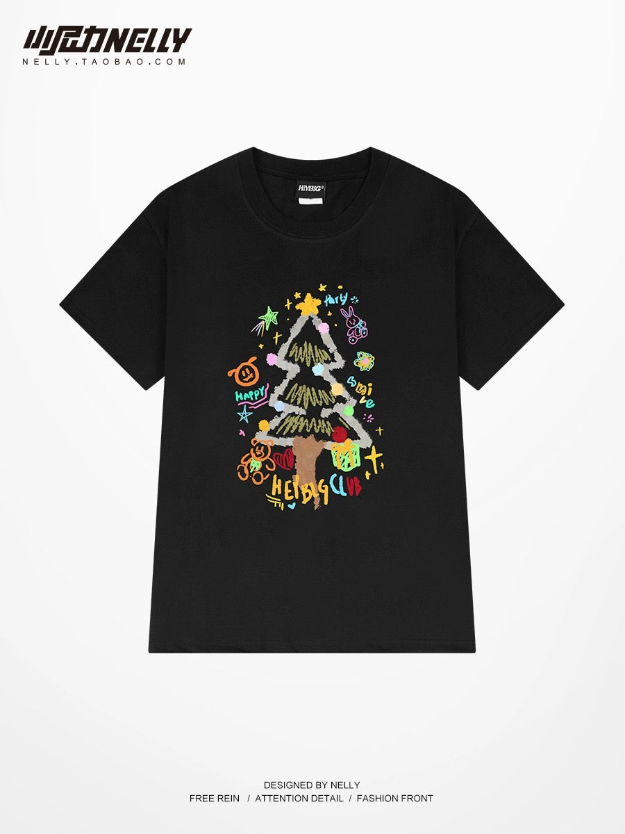 Cartoon animation printed short-sleeved T-shirts for men and women, summer fashion brand trend pure cotton American high street oversize t-shirts