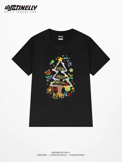 Cartoon animation printed short-sleeved T-shirts for men and women, summer fashion brand trend pure cotton American high street oversize t-shirts