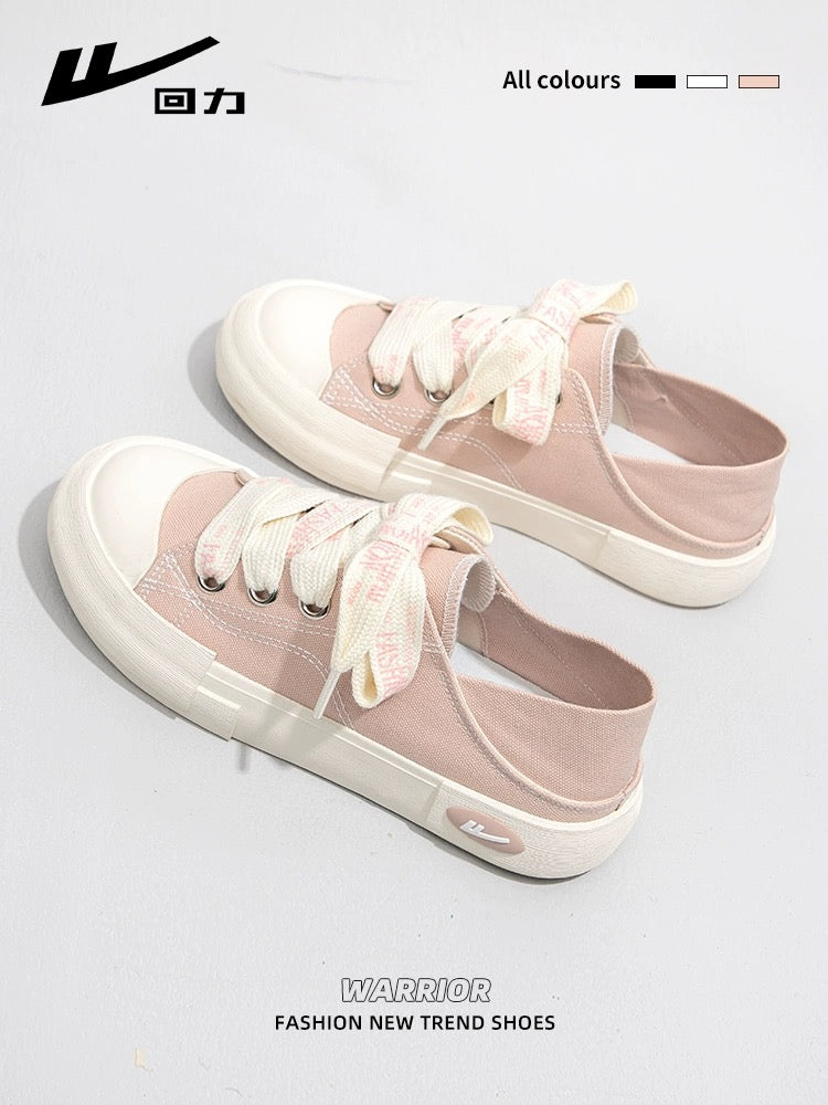Pull back women's shoes canvas shoes women's 2024 spring new sneakers and half slippers one-legged lazy white shoes