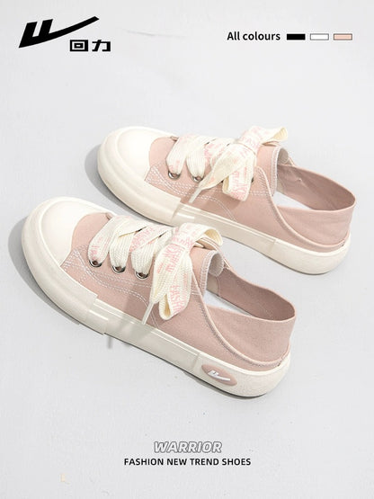 Pull back women's shoes canvas shoes women's 2024 spring new sneakers and half slippers one-legged lazy white shoes