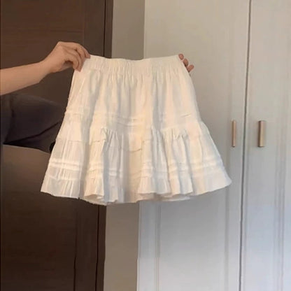 Ballet style white skirt female early autumn 2024 new spring and autumn small cake tutu skirt ruffled short skirt