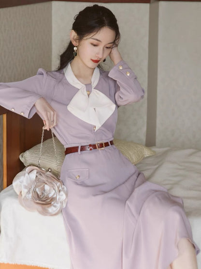 Suit skirt women's French retro taro purple color salty or sweet top and skirt two-piece salty style outfit