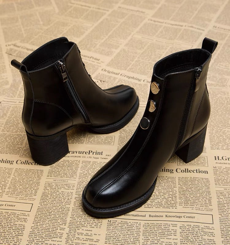 High-heeled short boots for women 2023 new versatile spring and autumn boots thin medium heel thick heel autumn and winter women's boots Martin boots