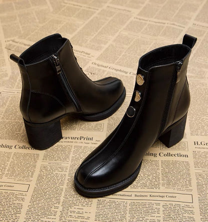 High-heeled short boots for women 2023 new versatile spring and autumn boots thin medium heel thick heel autumn and winter women's boots Martin boots