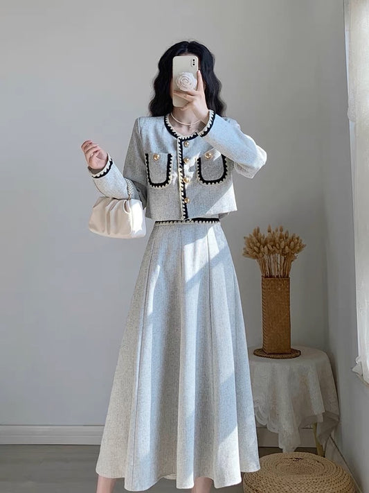 Autumn clothing for women 2023 new style French slim fit with a complete set of dresses and two-piece suit