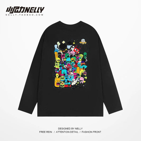 American cartoon cat print round neck short sleeve men and women summer 2025 couple pure cotton t-shirt half sleeve bottoming shirt trend
