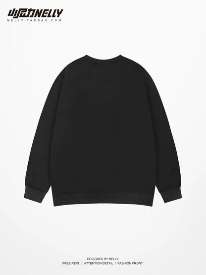 Round neck sweatshirt for men and women in autumn and winter plus velvet bear and rabbit loose heavy tops American trendy brand men's jackets