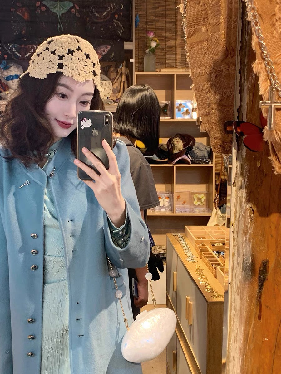 New Chinese style high-end wool coat for women autumn and winter mid-length double-sided woolen coat T2366