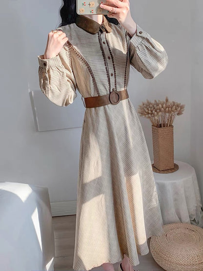Autumn clothing 2023 new women's POLO collar temperament slimming design niche coffee break French retro dress