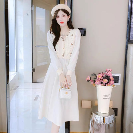 Lolita with coat knitted dress women's autumn and winter clothing 2023 new temperament high-end sweater bottoming skirt