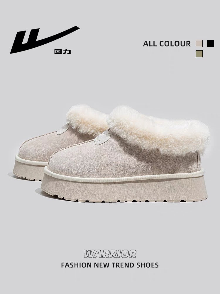 Pull back snow boots women's 2023 winter new thick-soled plus velvet thickened short tube fashion Northeast slip-on bread shoes