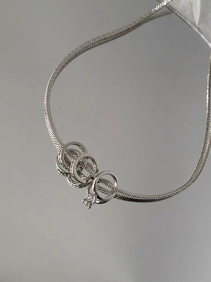 YIcheon love effect 3 circles indifferent necklace diamond ring design sense of temperament slightly flashing clavicle C36