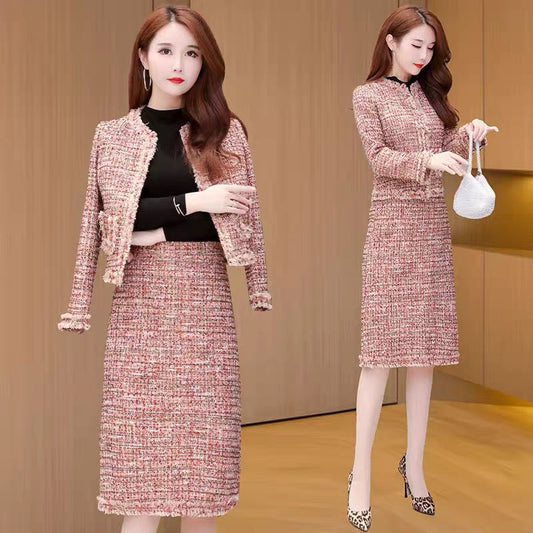 Xiaoxiangfeng suit dress autumn women 2023 new popular fashion high-end brand senior long-sleeved two-piece winter set (S0410)
