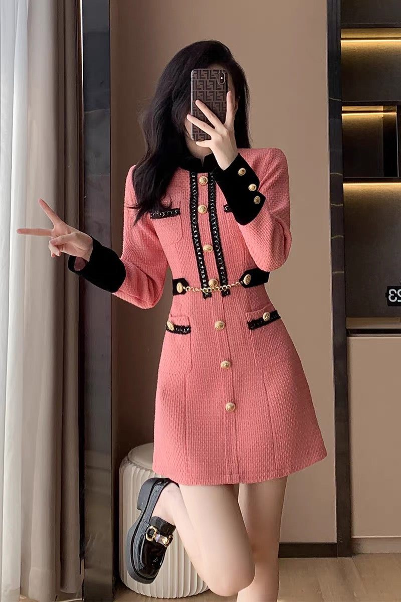 Autumn new women's small fragrant dress, temperament, autumn and winter women's inner skirt with coat, French bottoming skirt