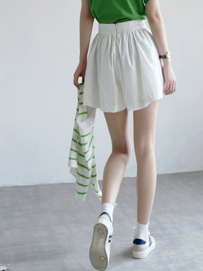 Warmo good version French bud design 2024 summer loose white wide-leg shorts women's casual culottes