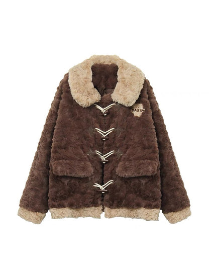 Big sim and small sim Maillard wearing lambswool coat women's winter sweet and cool hot girl warm furry cotton clothing V1158