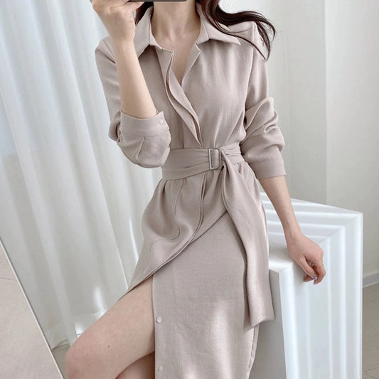 2023 New Early Autumn New High-end, Western Style Age-Reducing Goddess Fan Chulian Dress Long Waist Slimming Skirt