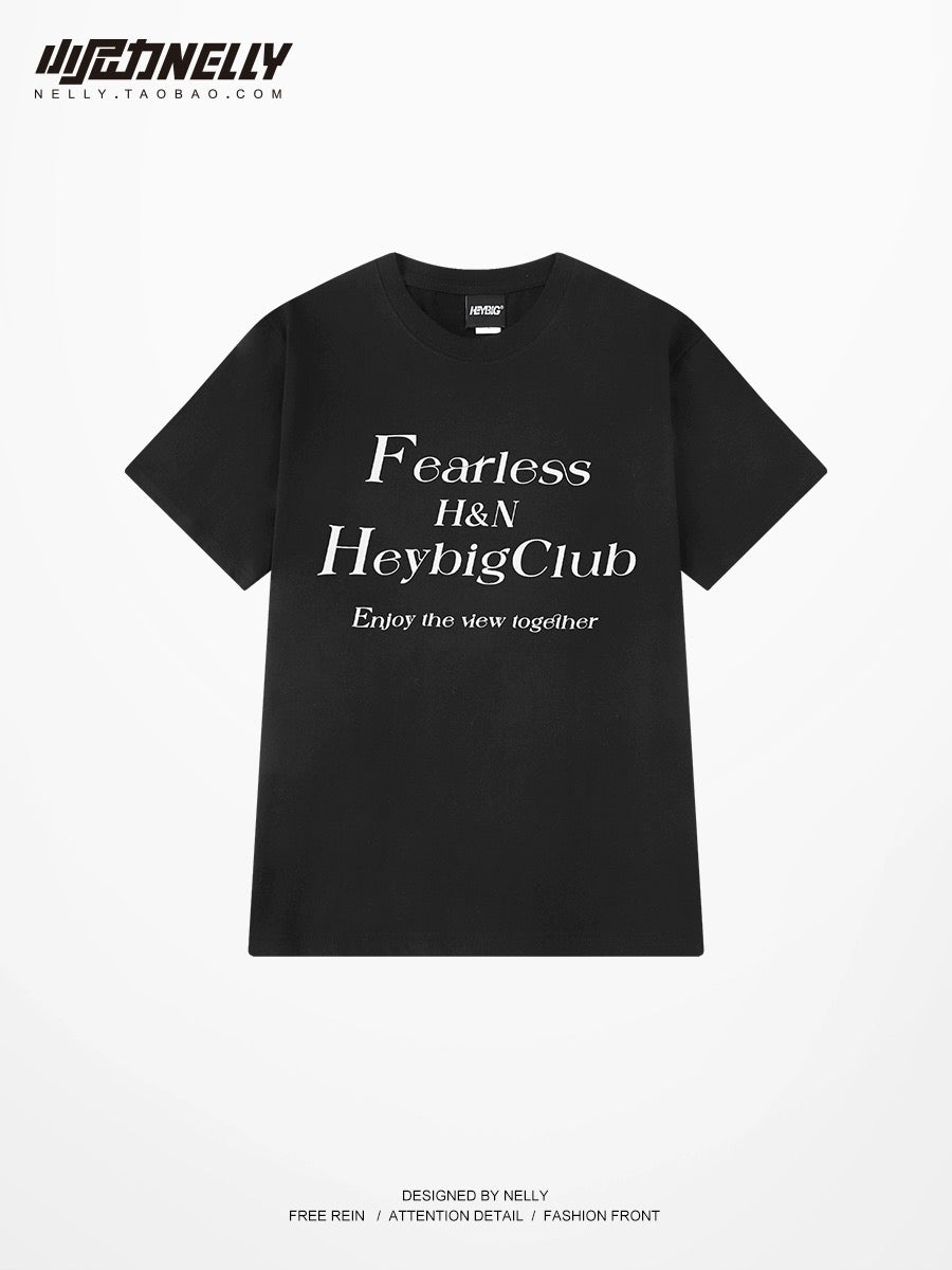 National trend European and American trend letter print short-sleeved T-shirt men and women oversize summer round neck half sleeve couple outfit