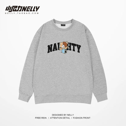Trendy brand couple round neck sweatshirt for men and women oversize hip-hop street autumn and winter loose retro Japanese style printed jacket