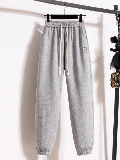 Gray sweatpants for women in autumn and winter 2023 new loose large size and trendy brand leggings for small people, harem pants and sweatpants